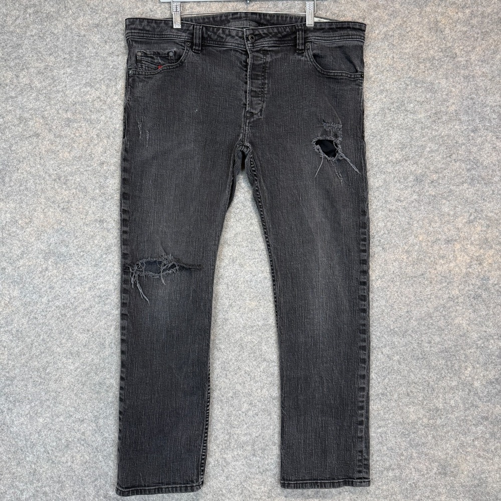 Vintage Diesel Safado Jeans Mens 38 38x30 Slim Straight Distressed Faded Black
